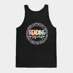 Reading Squad Teacher Reader Librarian Interventionist Team Tank Top